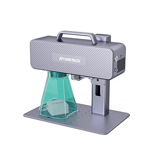 ATOMSTACK M4 Lasergraveringsmaskin, 2-i-1 hand- och skrivbordsskanning, infraröd lasermärkningsmaskin, 1 2 000 mm/s fiberlasermärkningsmaskin för rostfritt stål, smycken, hantverk, plast, metall