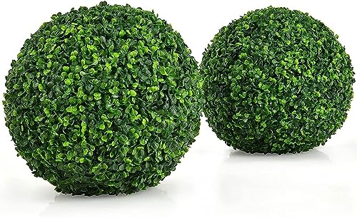 Grön Buxbom Buxus Gräs Hängande Topiary Bollar Buxbom Boll Konstgjorda Löv Topiary Boll Realistisk Falsk Växt Grön Plast Konstgjord Buxbom Topiary Boll Topiary Träd Trädgårdsdekoration (Size : 23cm)