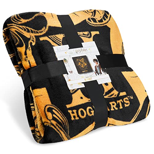 HARRY POTTER Kasta filt, hogwarts fleece filt, Full, Svart gul